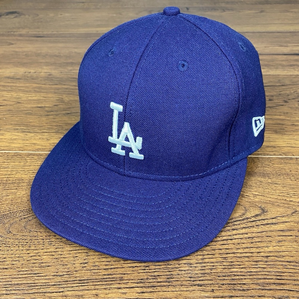 New Era 59Fifty LA Dodgers Blue Hat Fitted Cap Men's Size 7 100% Wool On Field